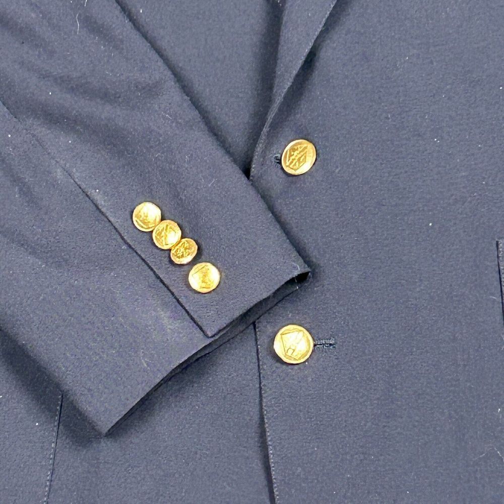 Vintage Cricketeer USA Mens Gold Buttons Blue Blazer Sport Coat Jacket 100% Wool - Picture 3 of 12